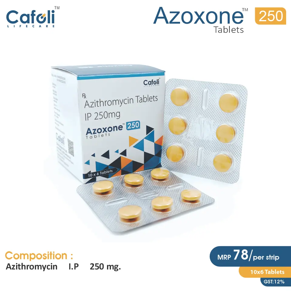 Azithromycin 250mg Tablet at Best Price in PCD Pharma Franchise for Antibiotic and Bacterial Infections, Respiratory Infections